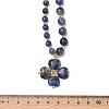 Saint Patrick's Day Natural Sodalite Clover Pendant Round Beaded Necklaces with Brall Heart OT Clasps NJEW-G202-02G-05-5