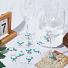 12Pcs 12 Style Synthetic Turquoise & Brass Beaded Wine Glass Charms AJEW-SC0002-20-4