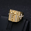 Cross with Jesus Pattern 304 Stainless Steel with Crystal Rhinestone Finger Rings for Men FS-WG78AD7-05-2