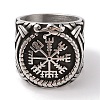 Viking 304 Stainless Steel Vegvisir Wide Finger Rings for Mens RJEW-U005-21A-05-2