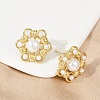 Flower Brass ABS Imitation Pearl Stud Earrings EJEW-M082-09G-5