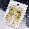 Alloy & Resin & Imitation Pearl Dangle Stud Earrings EJEW-M075-07G-5