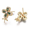 Brass Micro Pave Green Cubic Zirconia Stud Earring Findings KK-T056-27G-NF-1