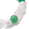 Natural Rose Quartz & Green Aventurine & Pearl Round Beaded Stretch Bracelets for Women BJEW-JB11041-04-4