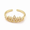 Clear Cubic Zirconia Crown Open Cuff Ring RJEW-B028-22G-2