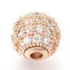 Brass Micro Pave Cubic Zirconia Beads LS-ZIRC-Q013-10mm-142RG-1