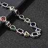 Brass Pave Colorful Cubic Zirconia Geometric Link Chain Necklaces NJEW-P337-01P-2