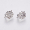 Brass Micro Pave Cubic Zirconia Hoop Earring Findings with Latch Back Closure LS-ZIRC-K075-24P-2