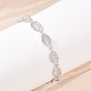 Cowrie Shell Shape Brass Link Chain Bracelets for Women BJEW-K248-07B-P-3