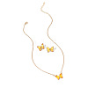 Butterfly Acrylic Rhinestone with Iron Pendant Necklaces & Stud Earrings Sets for Women WGFFCAF-01-3