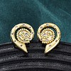 Brass Micro Pave Clear Cubic Zirconia Stud Earrings EJEW-H158-07B-G-2