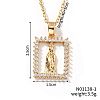 Shiny Brass Micro Pave Clear Cubic Zirconia Hollow Rectangle Vintage Statue Pendant Necklaces DN8896-1-1