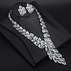 Feather Alloy Crystal Rhinestone Link Bracelets & Stud Earrings & Chain Necklaces & Rings Sets FS-WGFA57F-01-2