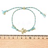 Ocean 304 Stainless Steel Link Adjustable Braided Polycotton Metallic Cord Slider Bracelets BJEW-JB14245-01-5