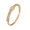 Brass Micro Pave Clear Cubic Zirconia Hinged Bangles for Women FS-WG52500-02-3