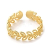 Rack Plating Leaf Brass Open Cuff Ring for Women RJEW-S413-05G-2