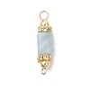 Natural Aquamarine with Electroplate Synthetic Non-magnetic Hematite Faceted Column Connector Charms PALLOY-JF04855-3