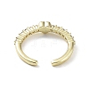 Heart Rack Plating Brass Micro Pave Clear Cubic Zirconia Open Rings RJEW-D020-12G-3