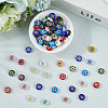 3 Strands Flat Round Handmade Millefiori Glass Beads Strands LAMP-LT0001-15C-3
