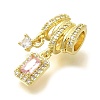 Rack Plating Brass Micro Pave Clear Cubic Zirconia Pendants KK-M309-28G-2