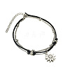 Sun Alloy Charm Waxed Cord Double Layer Anklets for Women FS-WG12E23-01-3