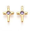Ion Plating(IP) 304 Stainless Steel Micro Pave Cubic Zirconia Charms STAS-N110-01E-G-1