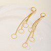 Fashionable Geometric Brass Earrings with Tassel Studs WN4550-1-1