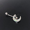316L Surgical Stainless Steel Micro Pave Clear AB Cubic Zirconia Curved Barbell Belly Rings FS-WG2C48B-01-1