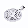 Non-Tarnish 201 Stainless Steel Quote Pendants STAS-T044-221P-3