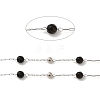 Natural Dyed & Heated Black Agate Round Beaded Chains CHS-B004-08P-2