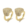 Rack Plating Brass Micro Pave Clear Cubic Zirconia Heart Cuff Earrings for Women EJEW-P280-19G-1