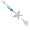 Stainless Steel Starfish & Brass Moon Hanging Suncatchers HJEW-JM04623-4