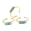 Natural Amazonite Beads Cuff Bangles for Women BJEW-Q035-01G-01-3