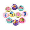 Printed Handmade Polymer Clay Beads CLAY-T022-12H-1