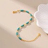 Synthetic Turquoise & Brass Beaded Bracelets for Women OR9235-3