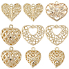 10Pcs 5 Styles Brass Filigree Pendants KK-SC0007-47-1