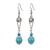 Synthetic Blue Turquoise Dangle Earrings EJEW-JE05621-02-1