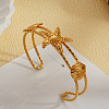 Ocean 304 Stainless Steel Starfish Turtle 2-Strand Cuff Bangles for Women WGE47DB-01-2