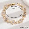 Brass Pave Clear Cubic Zirconia Octagon Link Bracelets for Women AJ3162-1-1