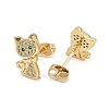 Brass Micro Pave Clear Cubic Zirconia Stud Earrings for Women EJEW-U030-03G-02-2