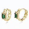 Brass Micro Pave Cubic Zirconia Huggie Hoop Earrings EJEW-S210-011-NR-2