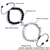 2 Pcs Synthetic Black Stone & Howlite Couple Bracelets with Heart Magnetic Attraction EH4505-2-1