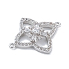 Rack Plating Brass Clear Cubic Zirconia Flower Connector Charms KK-A234-063P-2