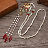 Ancient Style 6mm Imitation Pearl Round Beaded Alloy Cloud Pendant Hanfu Long Necklaces UX7679-1-1