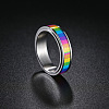 Rainbow Color Pride Flag Enamel Rectangle Rotating Ring RABO-PW0001-038C-2