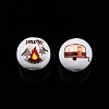 Camping Theme Printed Wooden Beads WOOD-D006-11-1