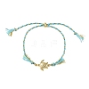 Ocean 304 Stainless Steel Link Adjustable Braided Polycotton Metallic Cord Slider Bracelets BJEW-JB14245-01-4