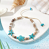 4Pcs 2 Colors Ocean Theme Starfish Turtle Synthetic Turquoise & Coconut Braided Bead Bracelet Sets BJEW-PA0001-03-5
