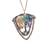 Natural Mixed Stone Brass Wire Wrapped Pendants PW-WG73420-04-1