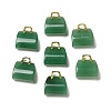 Natural Green Aventurine Brass Pendants KK-E274-01G-14-1
